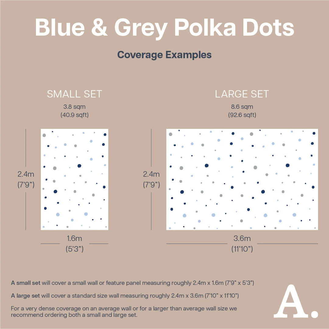 Blue &amp; Grey Polka Dot Wall Decal - Decals - Polka Dots