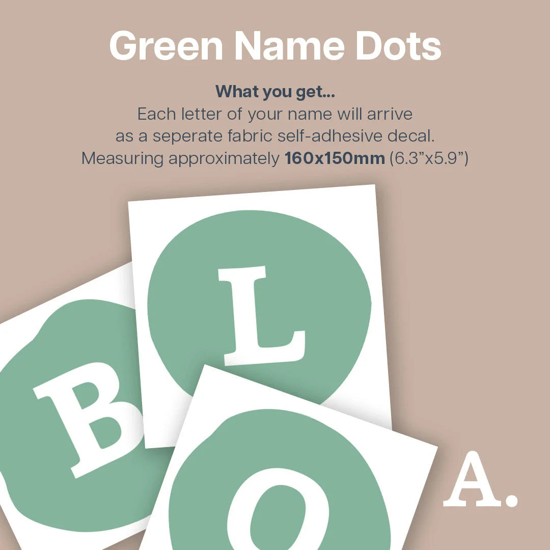 Green Personalised Name Dot Decals - Decals - Name Dots