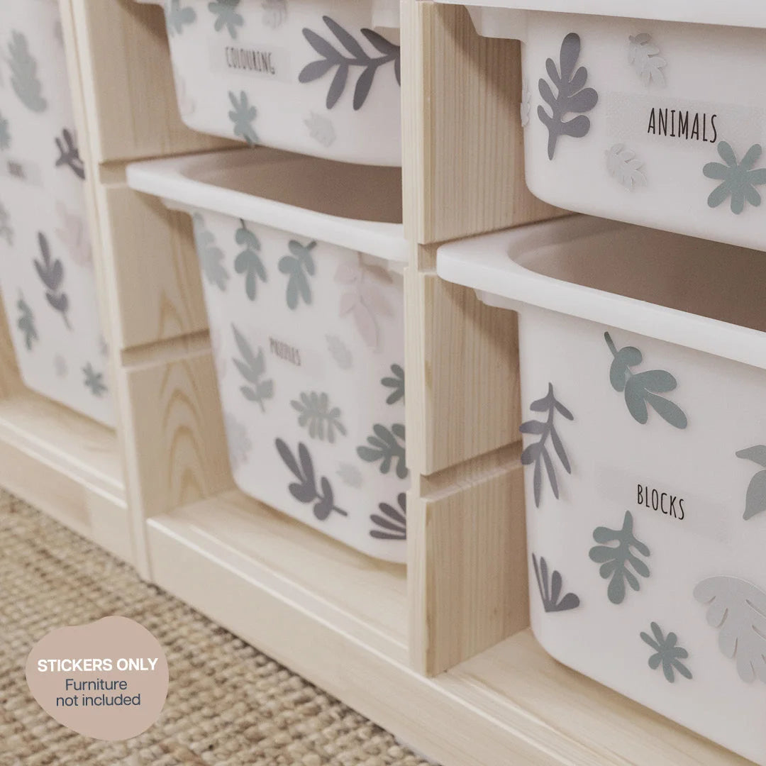 Leafy Earthy - Storage Tub Decals - Organisational Tubs